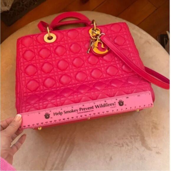 AUTHENTIC! *Barbie--PINK* CHRISTIAN DIOR Lady Dior Large Cannage Lambskin Bag - Picture 14 of 16